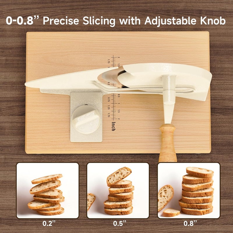 Voltironix Upgrade Manual Bread Slicer for Homemade Sourdough Bread, Adjustable Thickness with Stainless Steel Serrated Blade, Even Slicing Guide, Non-Slip Suction Cups – Ideal for Home Kitchens and Bakeries - Image 4